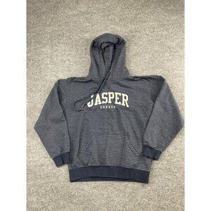 Jasper Canada Hoodie Men's Small Gray Striped Sweatshirt Mountain Ski